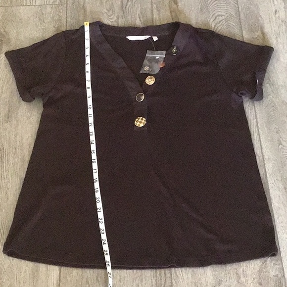 Soft Surroundings S/S brown v-neck top. NWOT SZ M - Picture 5 of 7